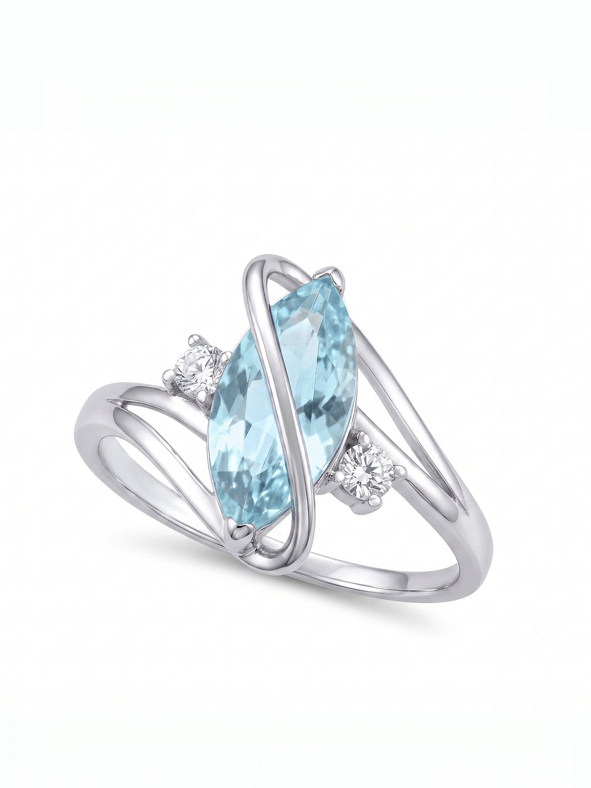 Marquis Ring - Aquamarine Blue - view 1