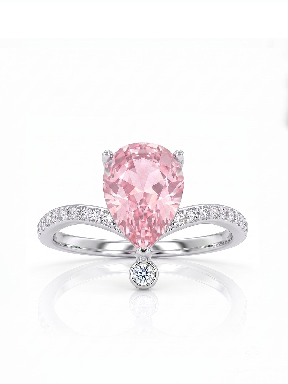 Pear Wishbone Ring - Pink Morganite - front view
