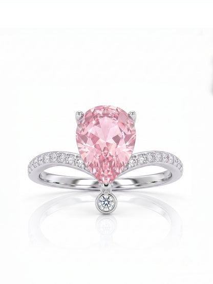 Pear Wishbone Ring - Pink Morganite - front view