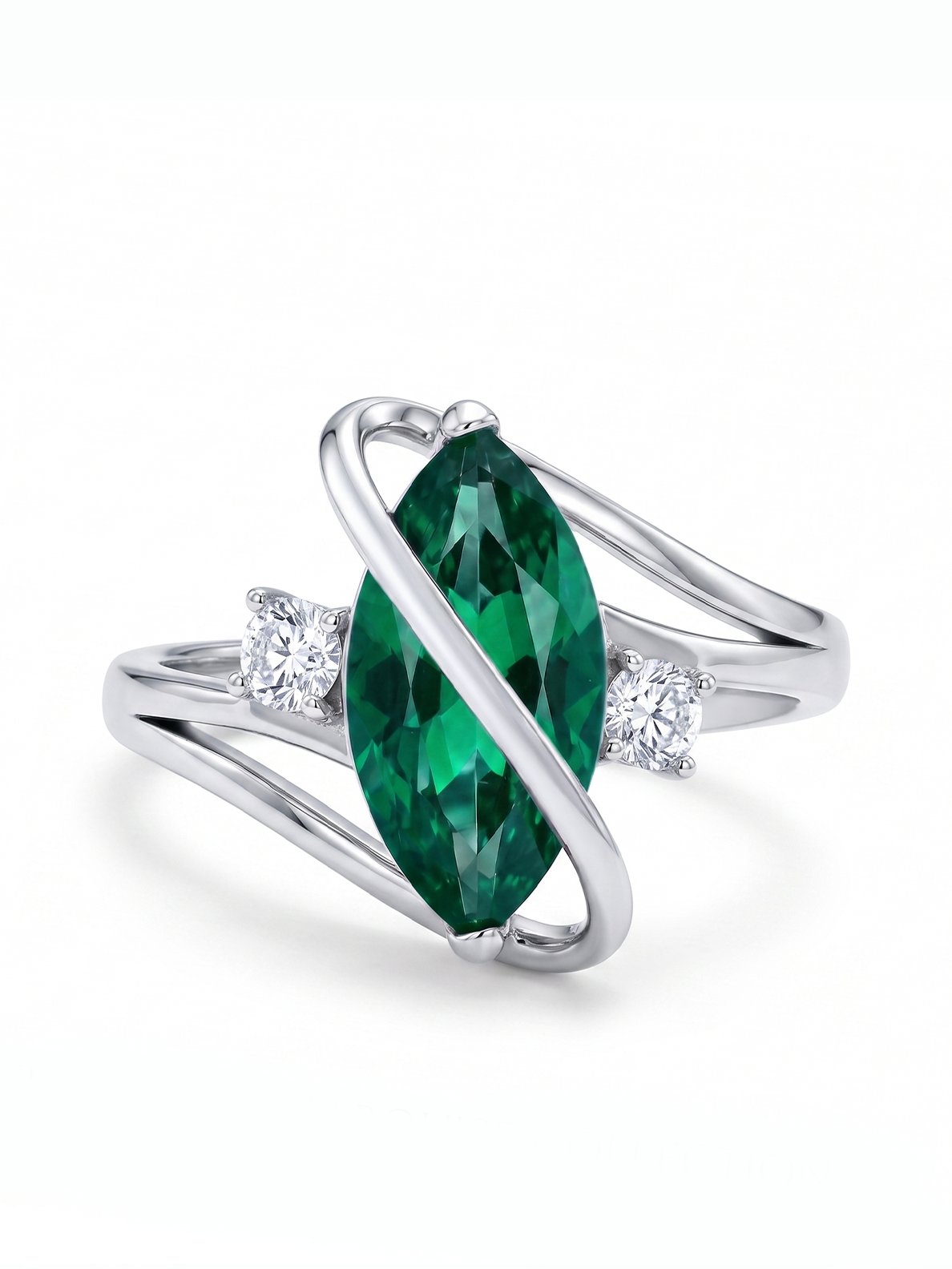 Marquis Ring - Emerald Green - view 2