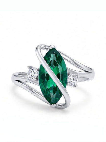 Marquis Ring - Emerald Green - view 2