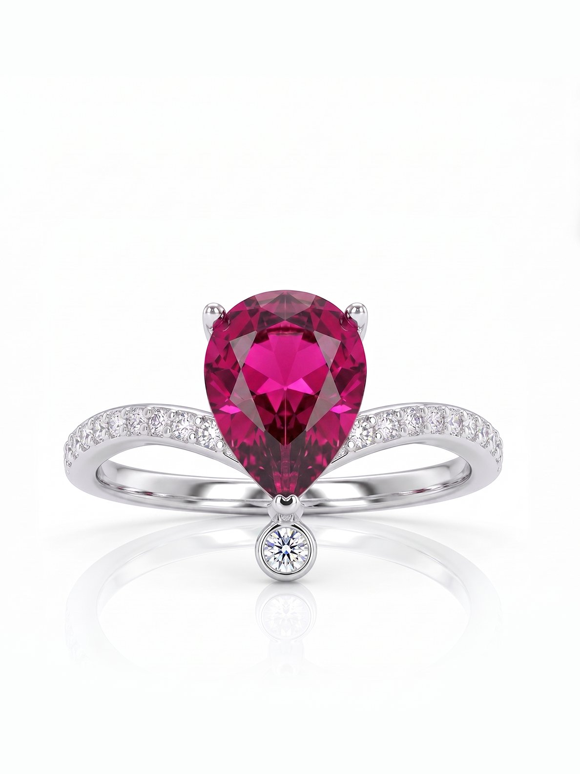 Pear Wishbone Ring - Pink Topaz - front view