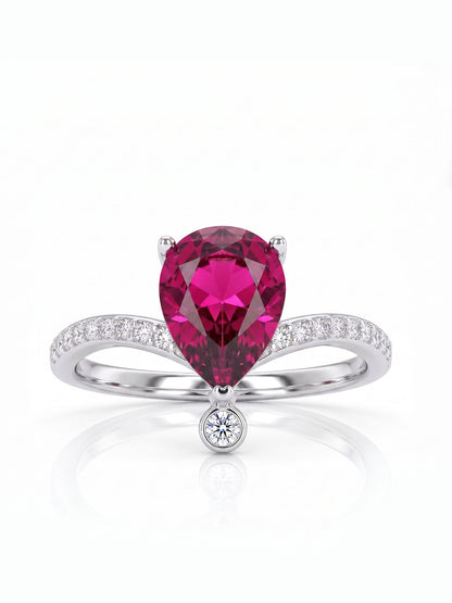 Pear Wishbone Ring - Pink Topaz - front view