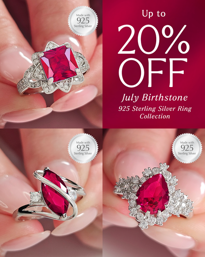 Red Ruby Mystery Ring Collection - July Birthstone