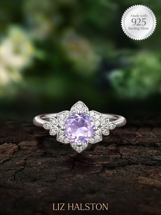 Vintage Style Floral Ring -  Lavender Amethyst