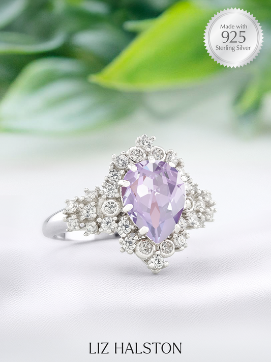 Halo Pear Ring - Lavender Amethyst