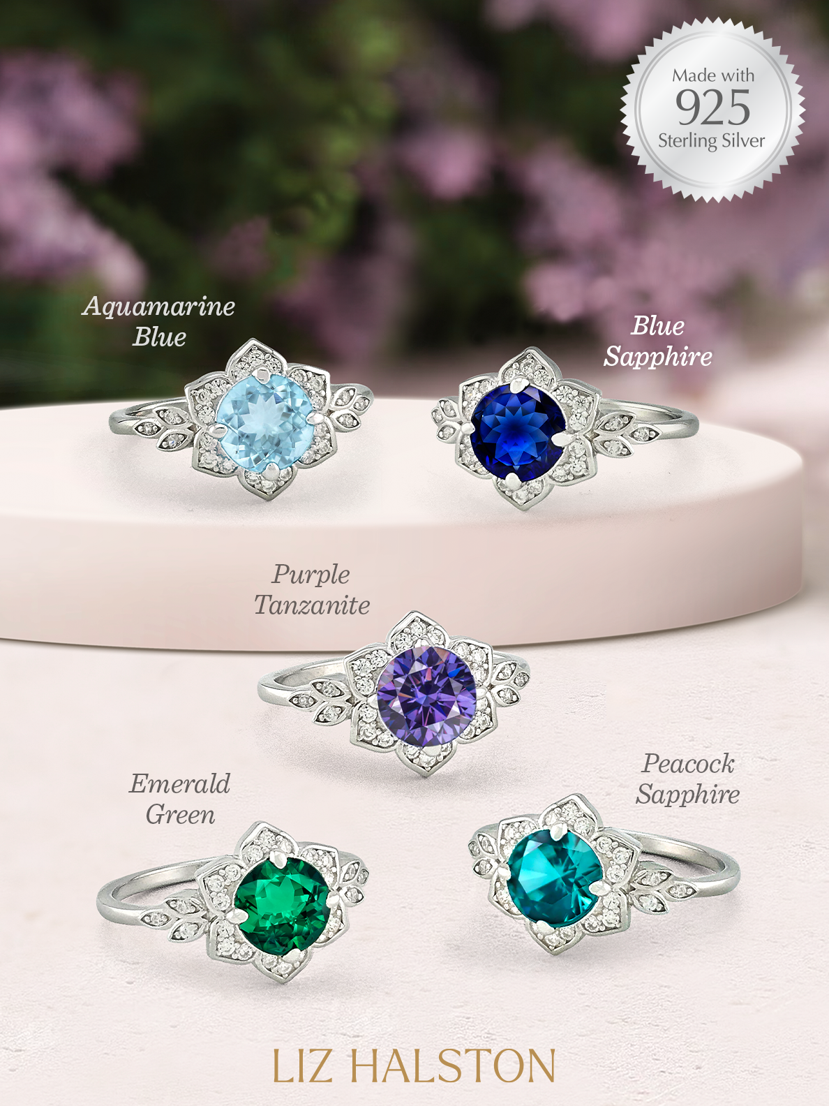 Charmed Aroma Birthstone Ring Collection 925 Sterling Silver Candle Flower Sugar Blossom 