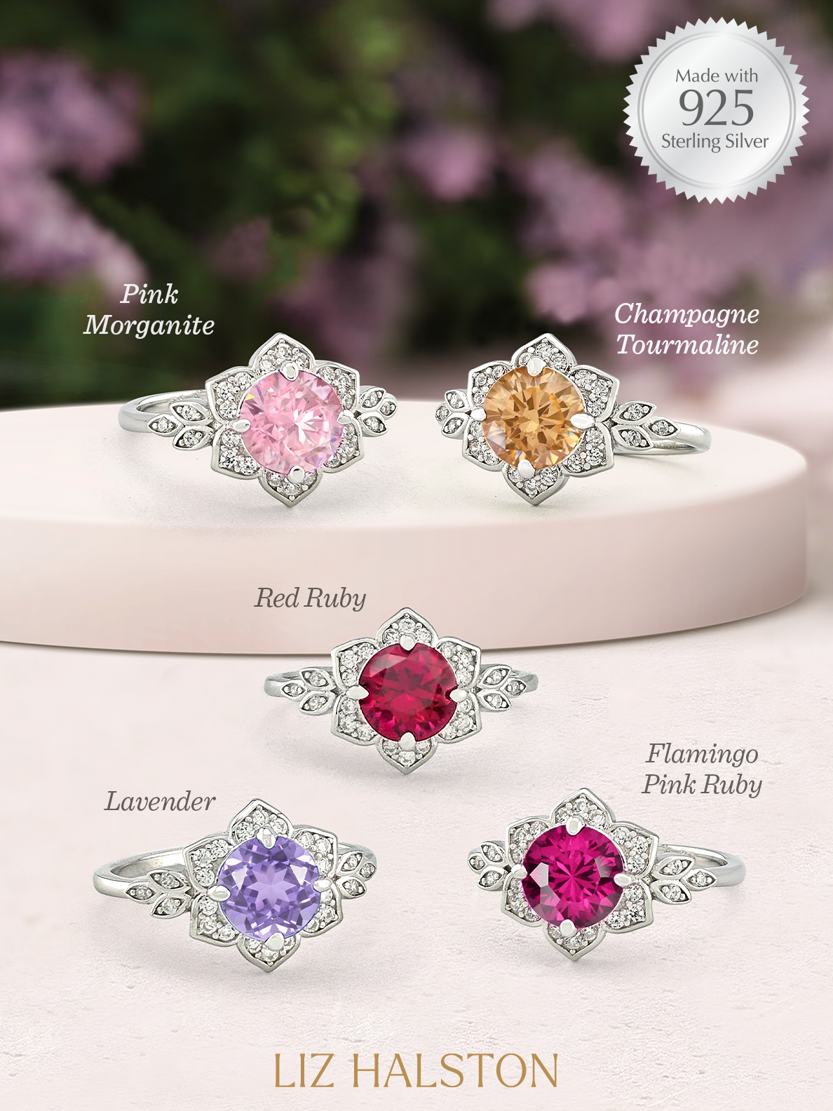 Charmed Aroma Birthstone Ring Collection 925 Sterling Silver Candle Flower Sugar Blossom 