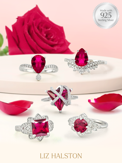Red Ruby Mystery Ring Collection - July Birthstone