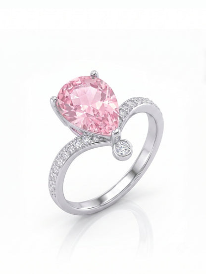 Pear Wishbone Ring - Pink Morganite - side view