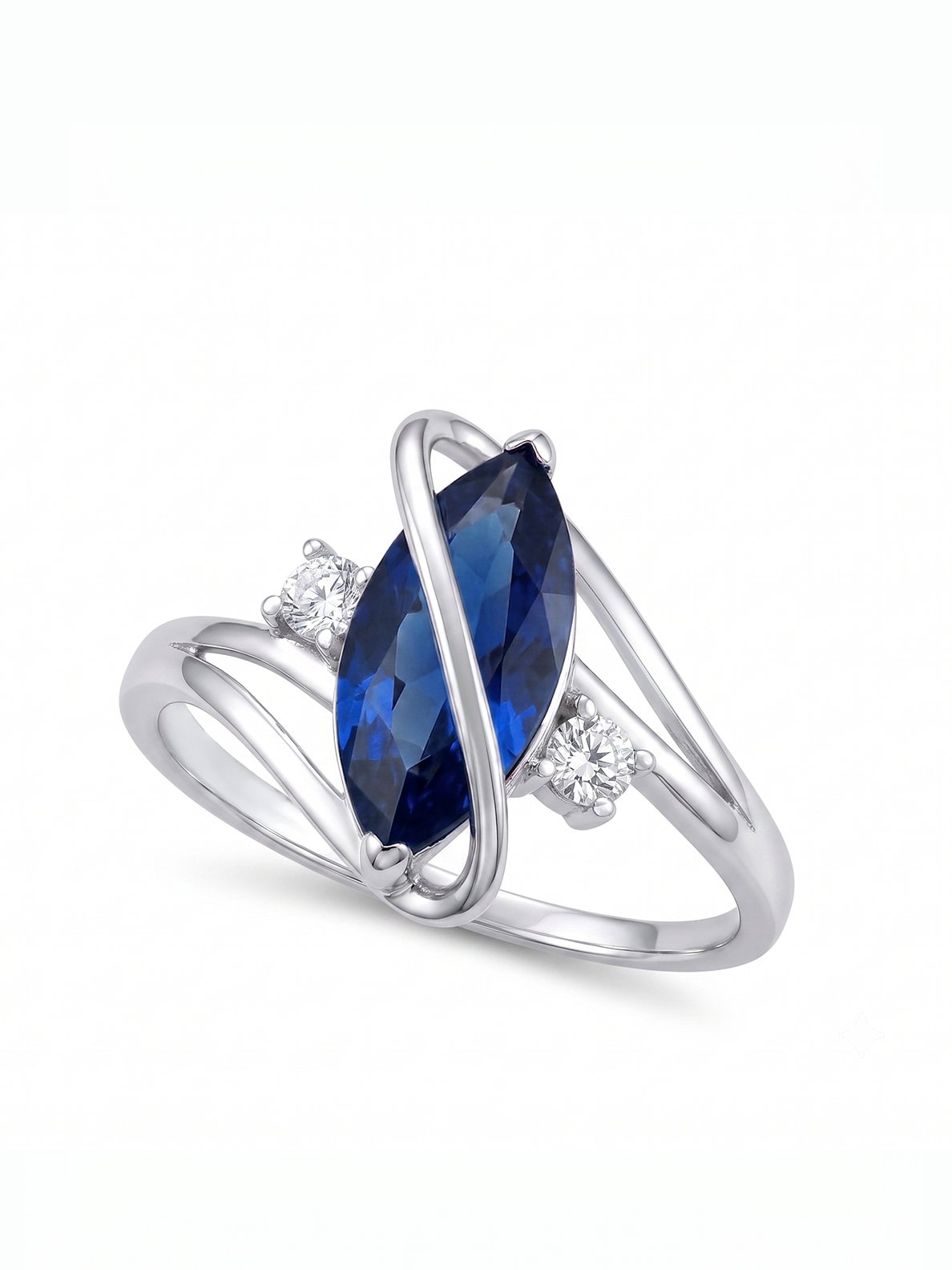 Marquis Ring - Blue Sapphire - view 1