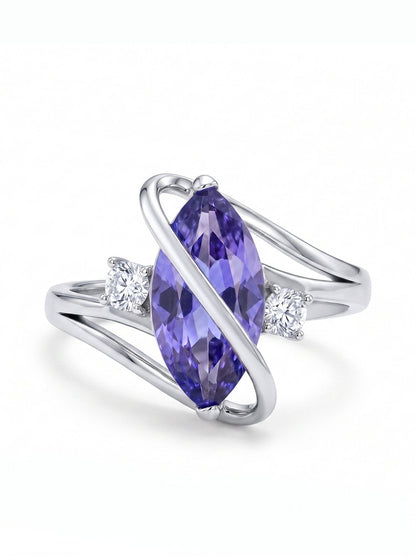 Marquis Ring - Purple Tanzanite - view 2