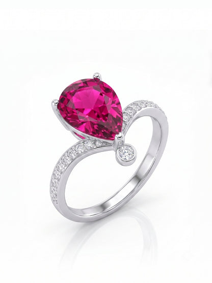 Pear Wishbone Ring - Pink Topaz - side view